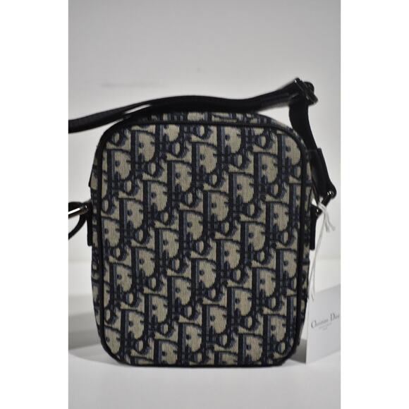 Dior Oblique Blue Beige Black Vertical Messenger Pouch Shoulder Crossbody Bag - Picture 9 of 12